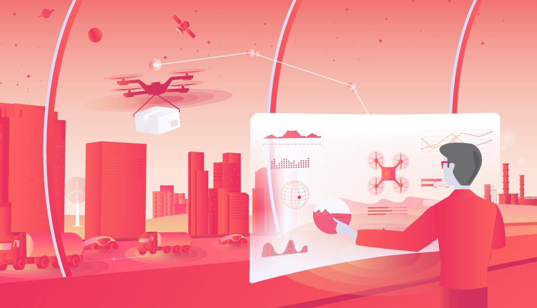 delivery drone fleet communicating over the internet with low latency